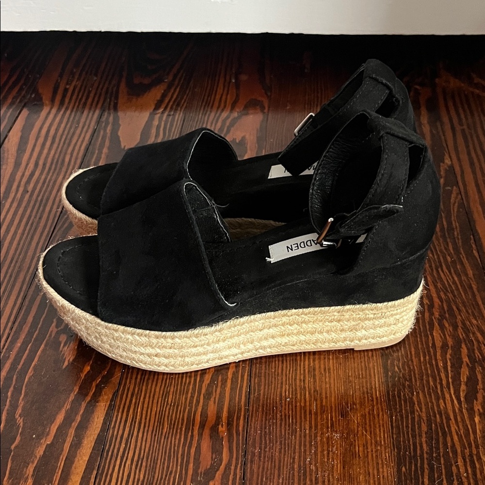 Steve Madden Black Espadrille Wedges - Picture 3 of 4